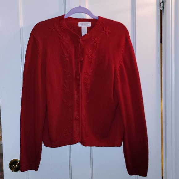 Bright Red Cardigan Sweater  - EUC - Picture 4 of 9